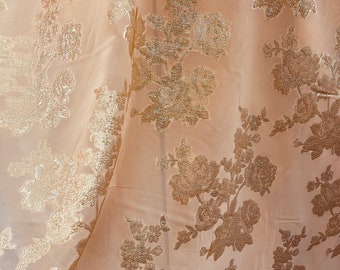 Gold Metallic Burnout Chiffon Fabric: Orange Floral Dress Fabric
