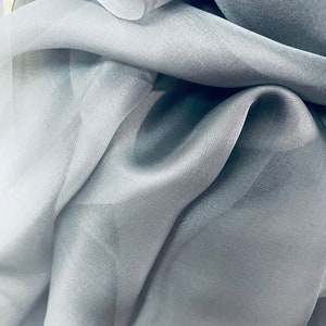 Dark Gray Silk Organza Fabric: 100% Mulberry, 57 Inch, Made in Italy