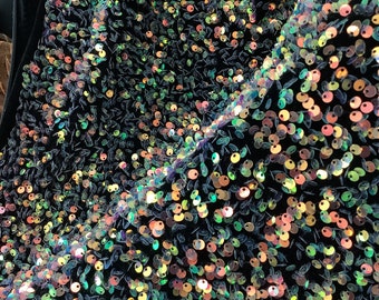Black velvet with Iridescent Christmas sequins 4way stretch made in Spain