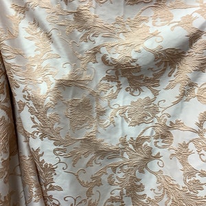 Champagne Satin Brocade Fabric: Japanese Mikado Zibeline Style
