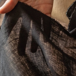Black 100% Linen Shear Gauze Fabric: Super Soft Italian Designer Fabric