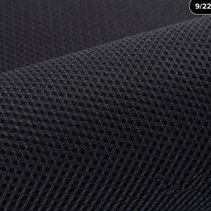 May include: Black mesh fabric showing a close-up of the woven pattern.