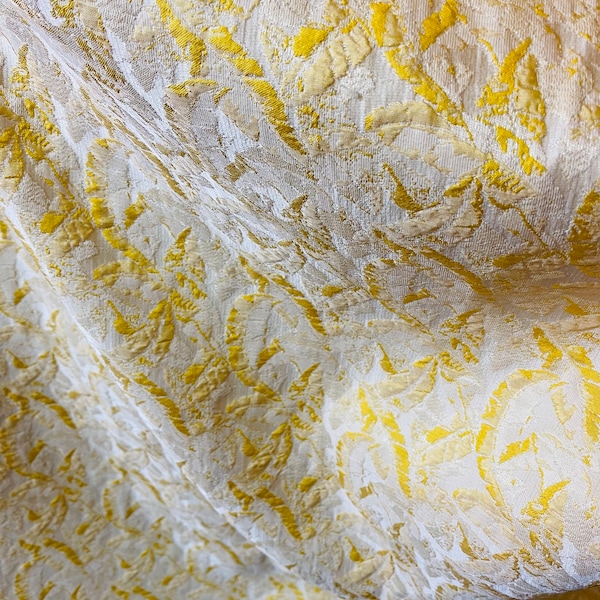 Yellow popcorn design mikado brocade great fabrics for dress skirt blouse tuxedo suit and much more made in Italy