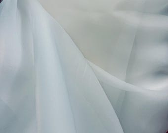 White Poly Satin Organza Fabric: Elegant Italian Dressmaking, 60" Wide