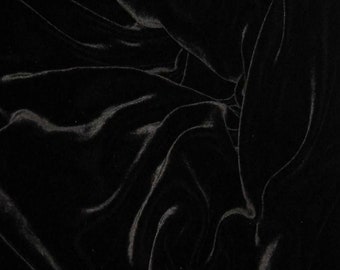 Schwarzer Poly-Rayon-Baumwollsamt-Stoff, 182 cm breit, ideal für Kleid, Rock, Hose, Vorhänge und mehr, hergestellt in Italien