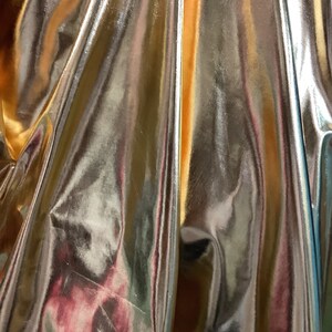 Gold Hologram Metallic Spandex Fabric: Italian Spacer Stretch