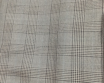 Tela a cuadros Glen Super 120: crema y negro, excelentes telas para trajes, vestidos, faldas, pantalones y mucho más. Hecho en Italia.