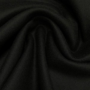 Black 100% Wool Melton Fabric: 57&quot; Wide, Made in England