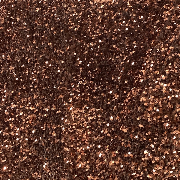 Brown copper velvet sequence 4way Stretch for prom dress and more made in Italy