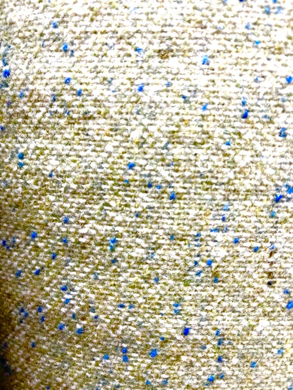 Lime Green Tweed Fabric: Blue Cashmere Wool Blend great for jacket overcoat and much more , Made in Spain