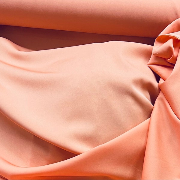 Peach 12m 100%silk crepe de chine made in France