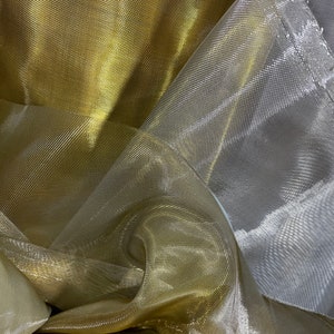 Silver gold dabbled face nylon horsehair heavy organdy made in France
