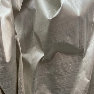 Silver Metallic Silk Mikado Zibeline Fabric - Made in Italy