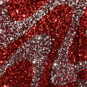 RED silver sequins swarm velvet sequence 4way Stretch great for dress jacket pants pillow bags and much more made in Spain