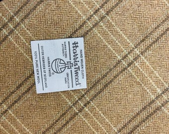 Gold color Herris Tweed herringbone plaid Fabric: 100% Wool great for dress skirt pants shirt pillowcases and more Made in Scotland