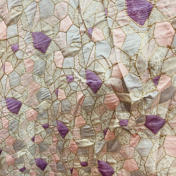 Purple cream abstract popcorn design mikado brocade great fabrics for dress skirt blouse tuxedo suit and much more made in Italy