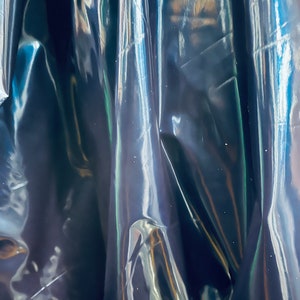 Metallic navy shinny PVC  stretch vinyl spandex made in Italy
