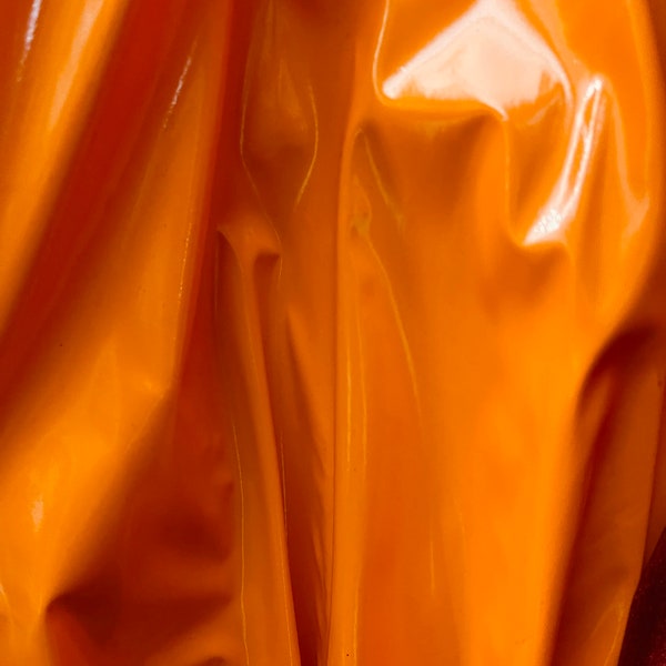 Orange fox lather vinyl shinny stretch spandex PVC made in Italy