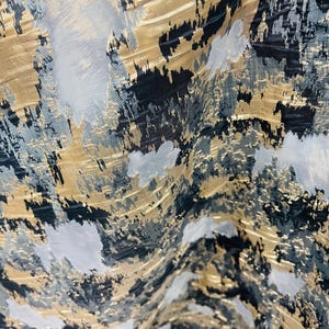 Metallic Brocade Organza Fabric: Black & Gold, 60&quot; Wide