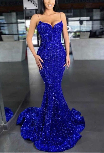 Hollywood Glamour Sequin Royal Blue Metallic Glitter – Designer