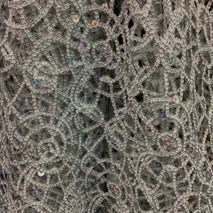 Designer silver sequins lace great for prom dress jacket skirt shirt and much more use