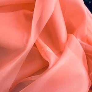 Coral  100% silk organza mulberry style exclusive  fabrics for dress jacket shirt  skirt lamp shape and much more use made in Italy
