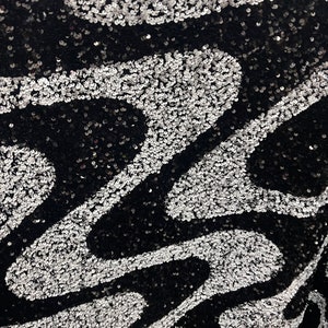 Black Velvet Sequin Fabric: 4-Way Stretch Designer Fabric