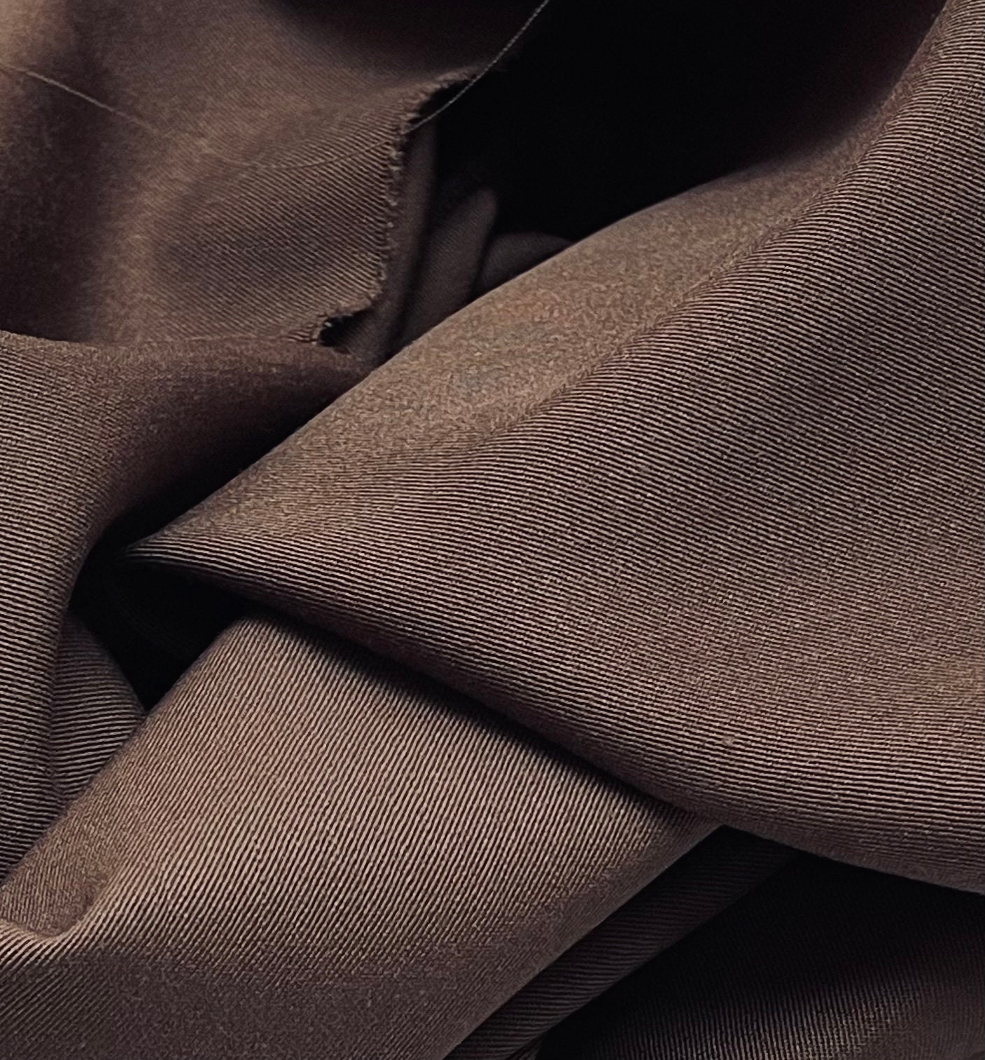 Chocolate Brown Wool Gabardine Fabric: Super 120 Italian Designer
