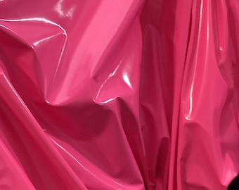 Hot pink fox lather vinyl shinny stretch spandex PVC made in Italy