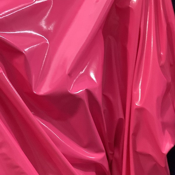 Hot pink fox lather vinyl shinny stretch spandex PVC made in Italy