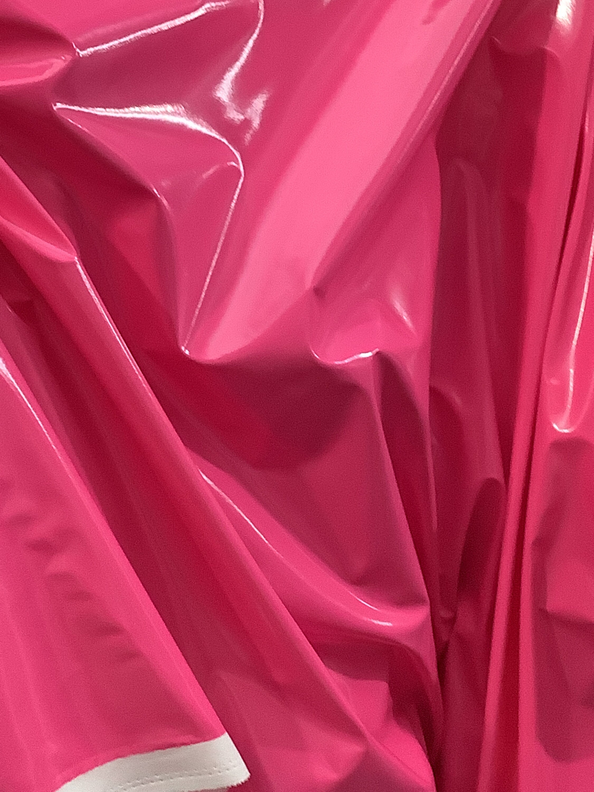 Hot Pink Fox Lather Vinyl Shinny Stretch Spandex PVC Made in Italy