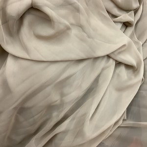 Khaki Silk Chiffon Fabric: Dress, Skirt, Caftan - Made in France