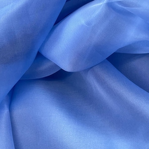 Perry blue  100% silk organza mulberry style exclusive  fabrics for dress jacket shirt  skirt lamp shape and much more use made in Italy