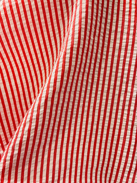 Rot und Weiss Gestreifte Baumwolle Seersucker Stoff Made in