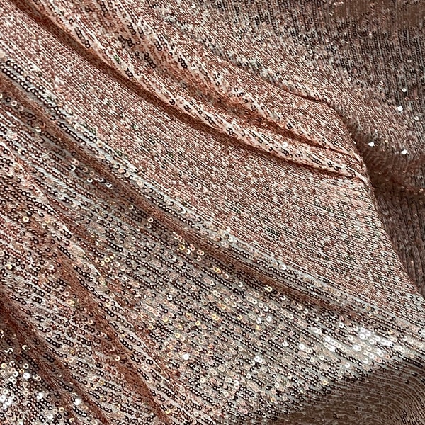Dark Rose gold champagne  sequence 4way Stretch mesh designer fabrics super soft quality