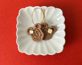 Waffle Magic Mouse Dangles || Mickey Waffle Inspired Dangle Earrings || Disney Land World Bound