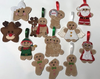 Christmas Gingerbread People Hangers and Fridge Magnets including elves, angels, raindeer, mistletoe and broken gingers