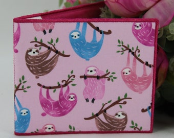 Blue Badge Parking Permit Holder with Pink Sloth Decoration - Bright Fun and Funky
