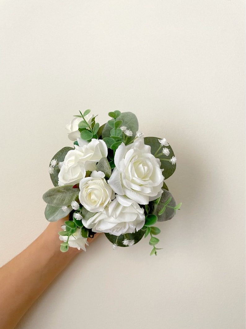 Flower cake topper, Wedding cake decoration, lamb ear and greenery decoration for cake, Wedding accessories, Magaela Bridal cake Party 3 flower Top Piece