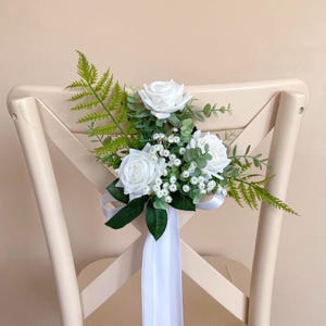 Aisle marker-white flower aisle maker-Church pew chair lantern Arch decoration flowers-Handmade Wedding Flowers-Aisle Runner-chair flowers