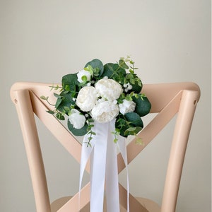 Marqueur d&#39;allée - Fabricant d&#39;allée de fleurs ivoire - Lanterne de chaise de banc d&#39;église - Fleurs de décoration d&#39;arche - Fleurs de mariage faites à la main - Fleurs de coureur d&#39;allée