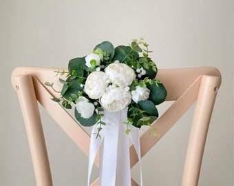 Aisle marker-Ivory flower aisle maker-Church pew chair lantern Arch decoration flowers-Handmade Wedding Flowers-Aisle Runner-chair flowers