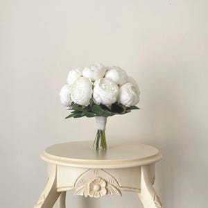 White Peony Bouquet, Wedding Bouquet, Bridal Bridesmaids Bouquets , Real Touch Wedding Bouquet, Big White Peony Boho Bouquet, Floral Design