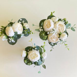 Flower cake topper Wedding cake decoration white peony and faux greenery decoration for cake Wedding accessories Magaela Bridal cake Party
