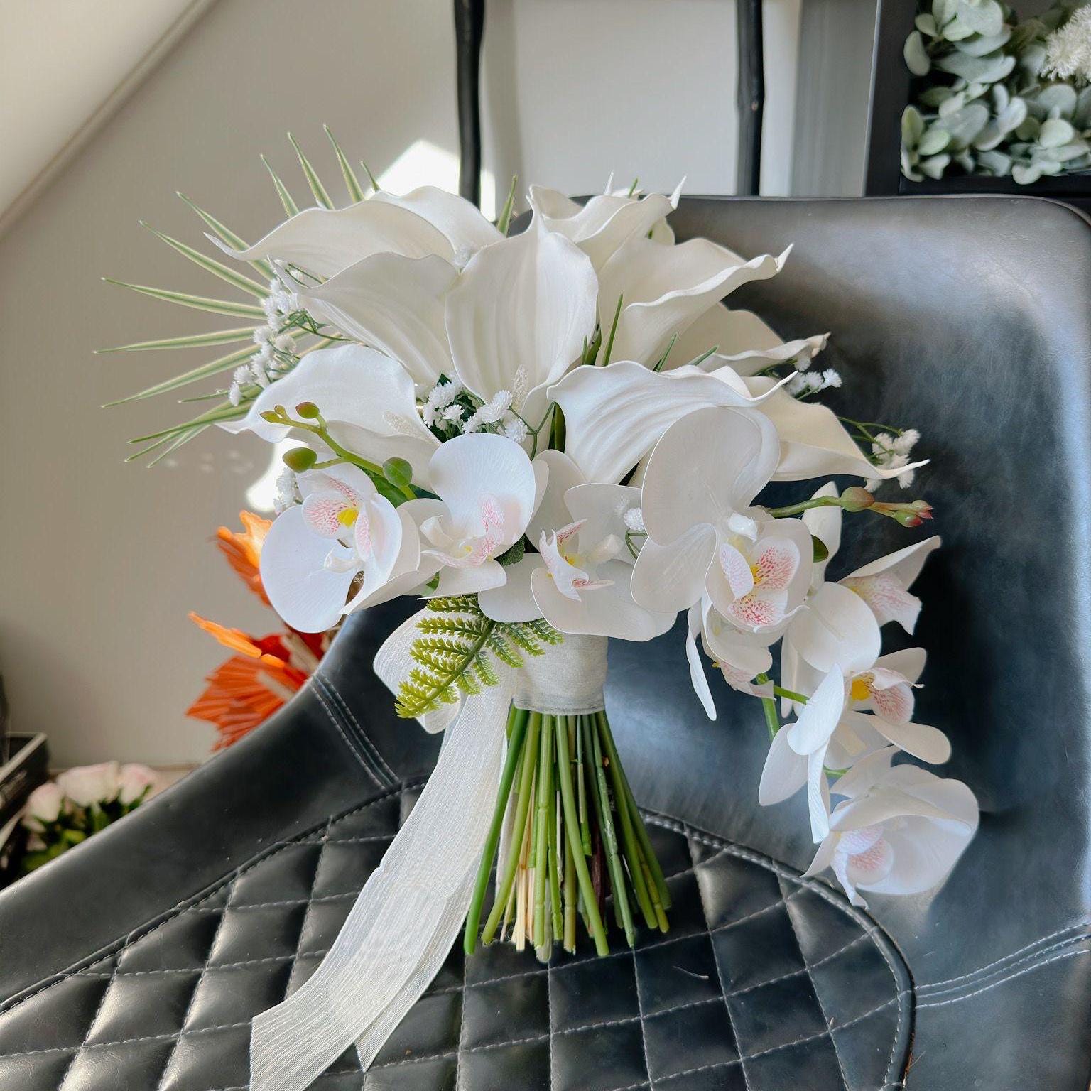 Calla Lily - Orchid Greenery Bouquet, Silk Orchid Babys Breath Wedding  Bouquet, White Calla Lily Bridal Bouquet, Orchid Calla Bouquet - Etsy  Finland
