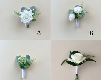 Grooms Boutonnière ,Lambs Ear Rose Boutonniere, Faux Rose Boutonniere, Groom Bestmen Boutonniere ,Groom Wedding Accessories,Silk boutonniere