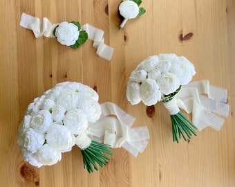 White Peony Bouquet, Wedding Bouquet,Bridesmaids Bouquets ,Real Touch Peony Bouquet,Silk Peony Bouquet, Mom peony Corsage, peony Boutonniere