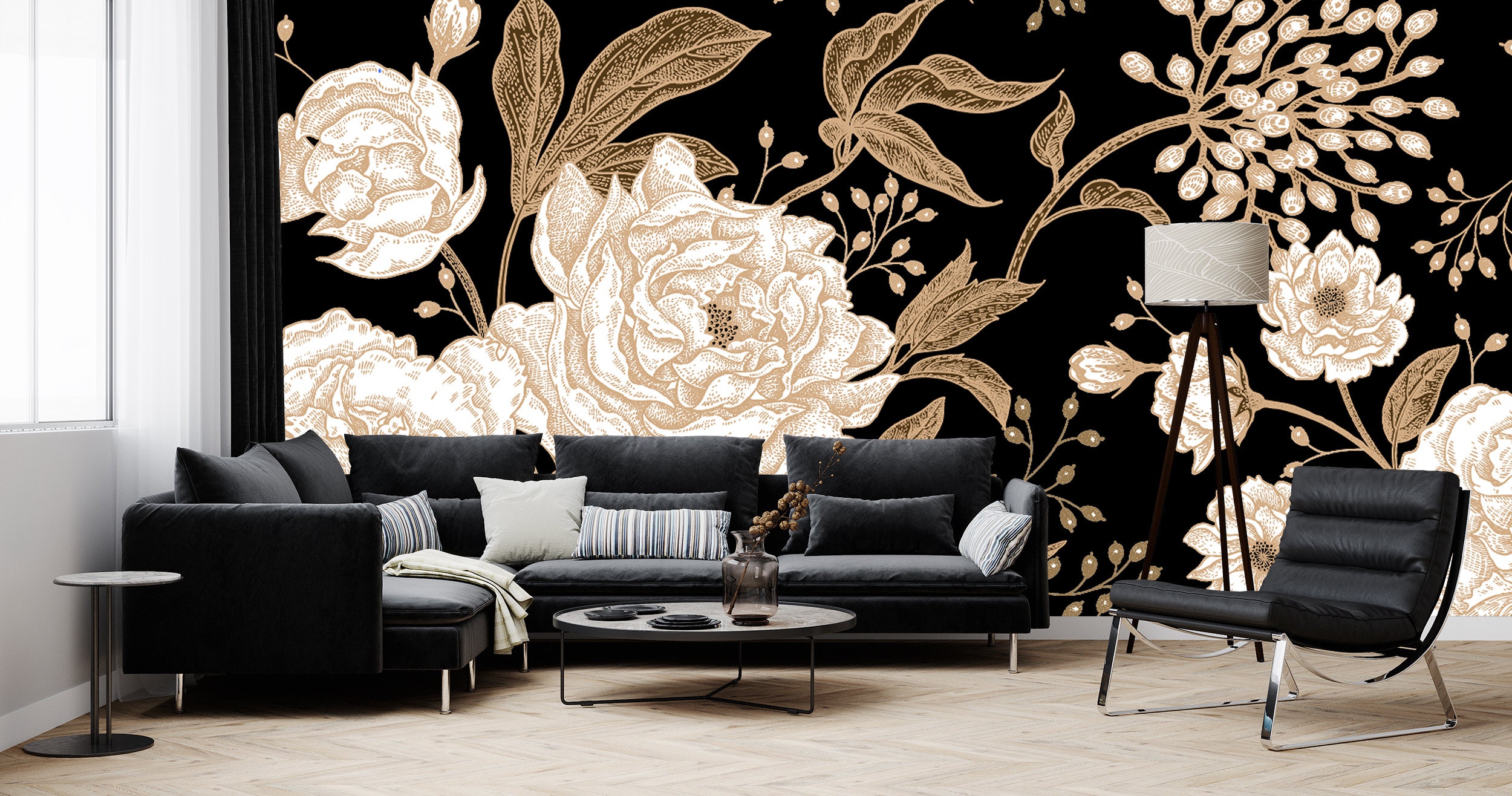 Gold Peony Wallpaper - Etsy Gold Peony Wallpaper - Etsy