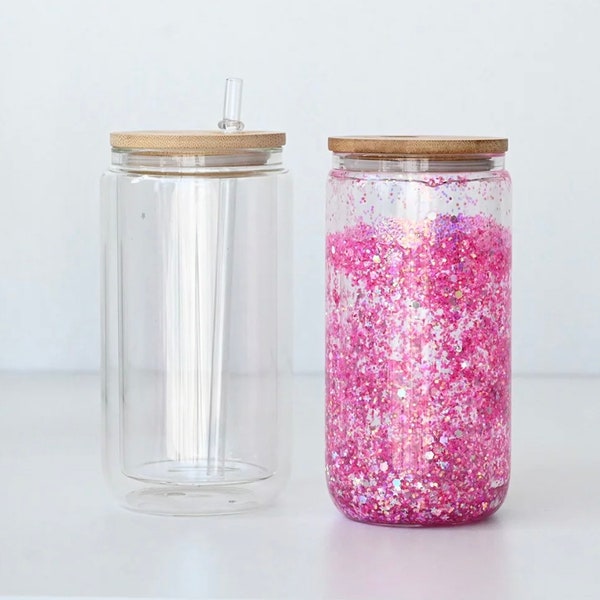 16oz Snow Globe Sublimation Blank Glass Tumbler Etsy
