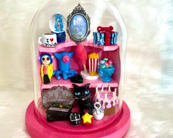 Pink Palace Book Nook | Coraline Diorama Dome, Spooky Collectible